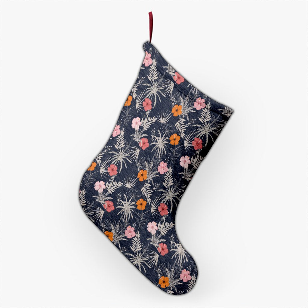 Tropical Grey Christmas Stocking 26 X 42 cm Black Christmas Stocking - Polynesian Pride