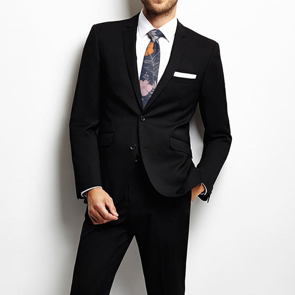 Tropical Grey Necktie One Size Black Necktie - Polynesian Pride