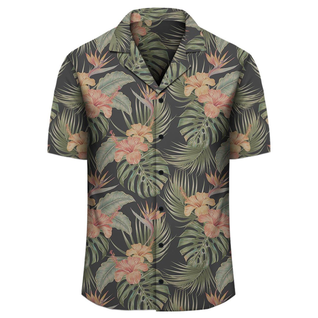 Tropical Hibiscus Monstera Leaf Hawaiian Shirt - Polynesian Pride