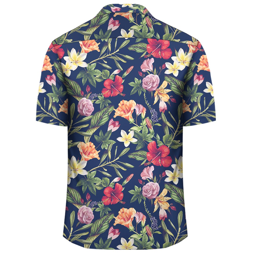 Tropical Hibiscus Red And Plumeria White Hawaiian Shirt - Polynesian Pride