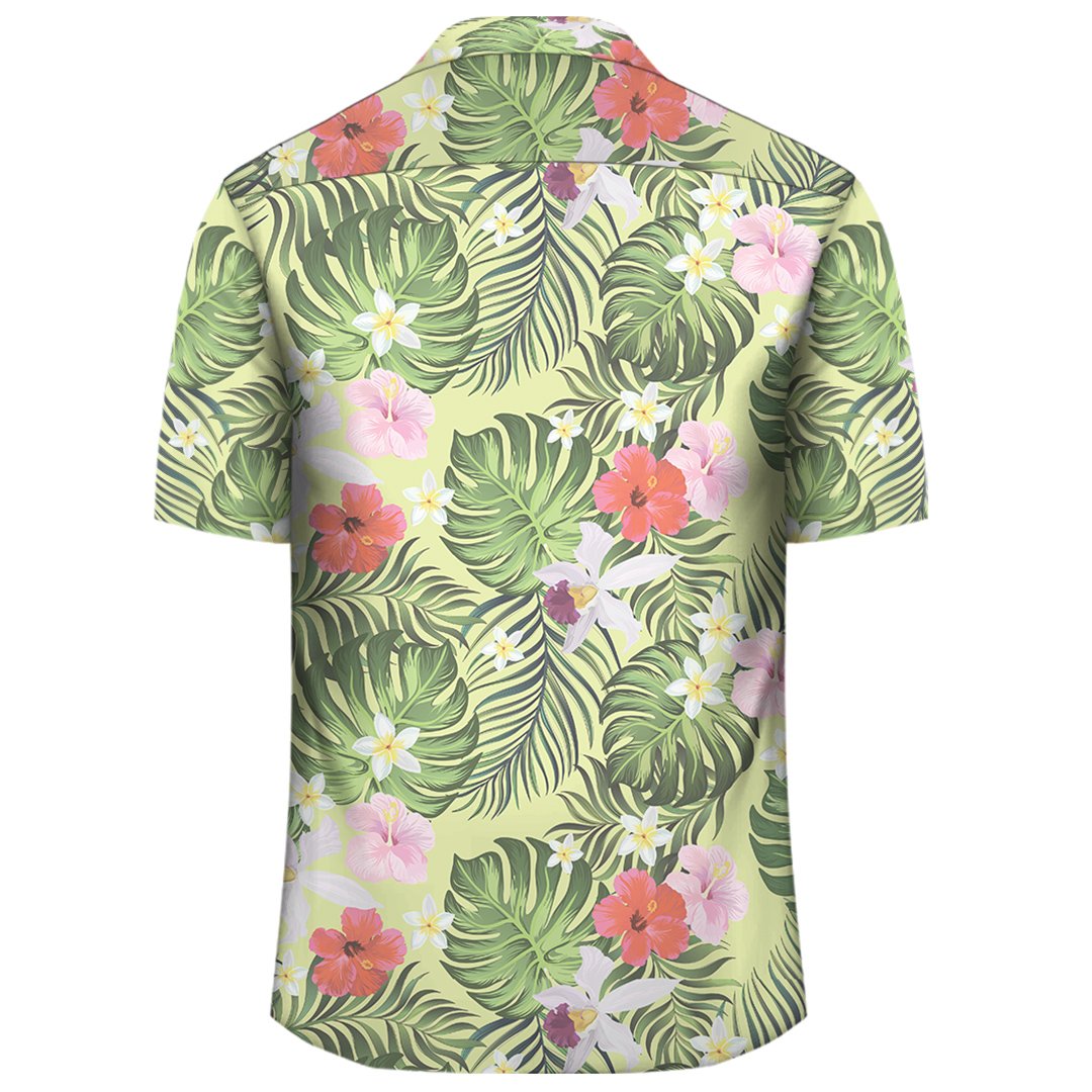 Tropical Hibiscus Plumeria Green Hawaiian Shirt - Polynesian Pride