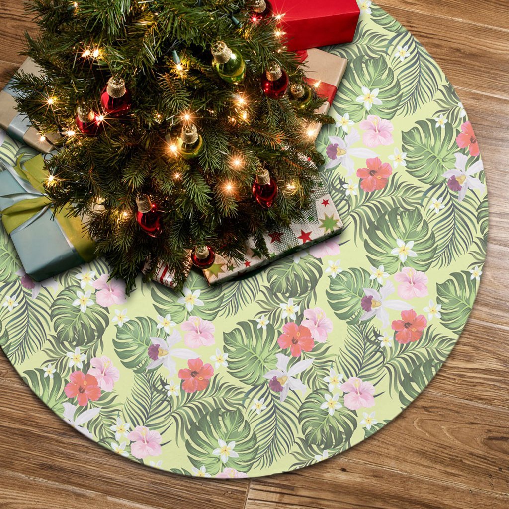 Tropical Hibiscus, Plumeria Green Tree Skirt - Polynesian Pride