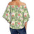 Tropical Hibiscus, Plumeria Green Women's Off Shoulder Wrap Waist Top - AH - Polynesian Pride