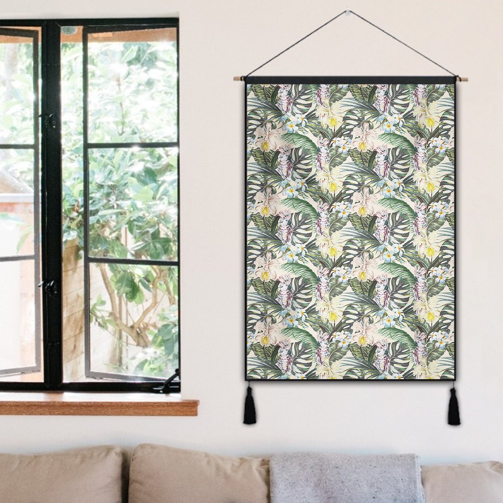 Tropical Jungle Parrots And Flamingos Hanging Poster - AH Hanging Poster 50 x 75 cm Cotton And Linen - Polynesian Pride