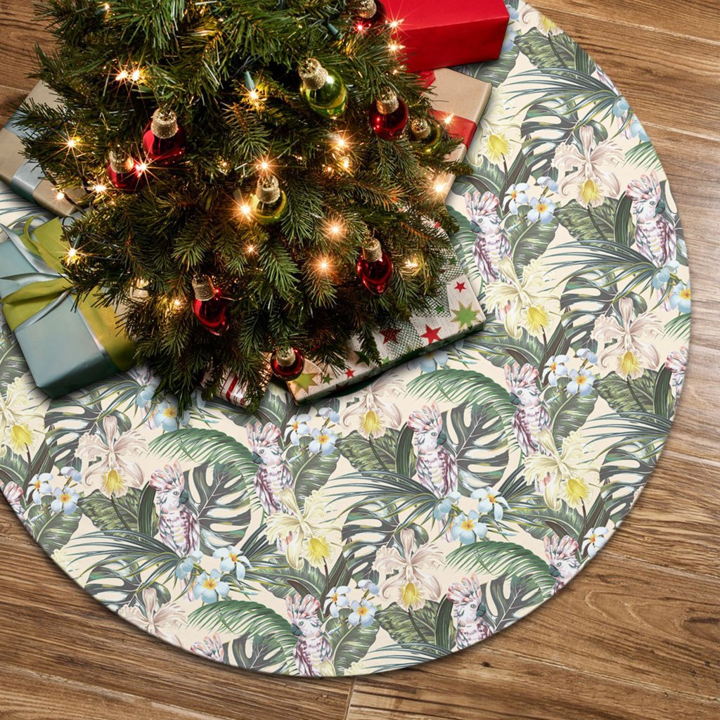 Tropical Jungle Parrots And Flamingos Tree Skirt - Polynesian Pride