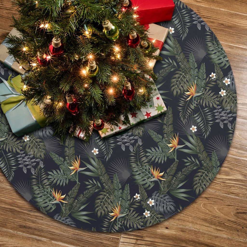 Tropical Leaves And Flowers In The Night Style Tree Skirt - Polynesian Pride