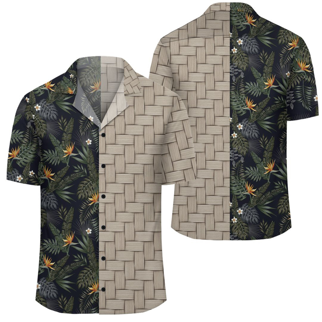 Tropical Leaves And Flowers In The Night Style Lauhala Moiety Hawaiian Shirt Unisex Art - Polynesian Pride