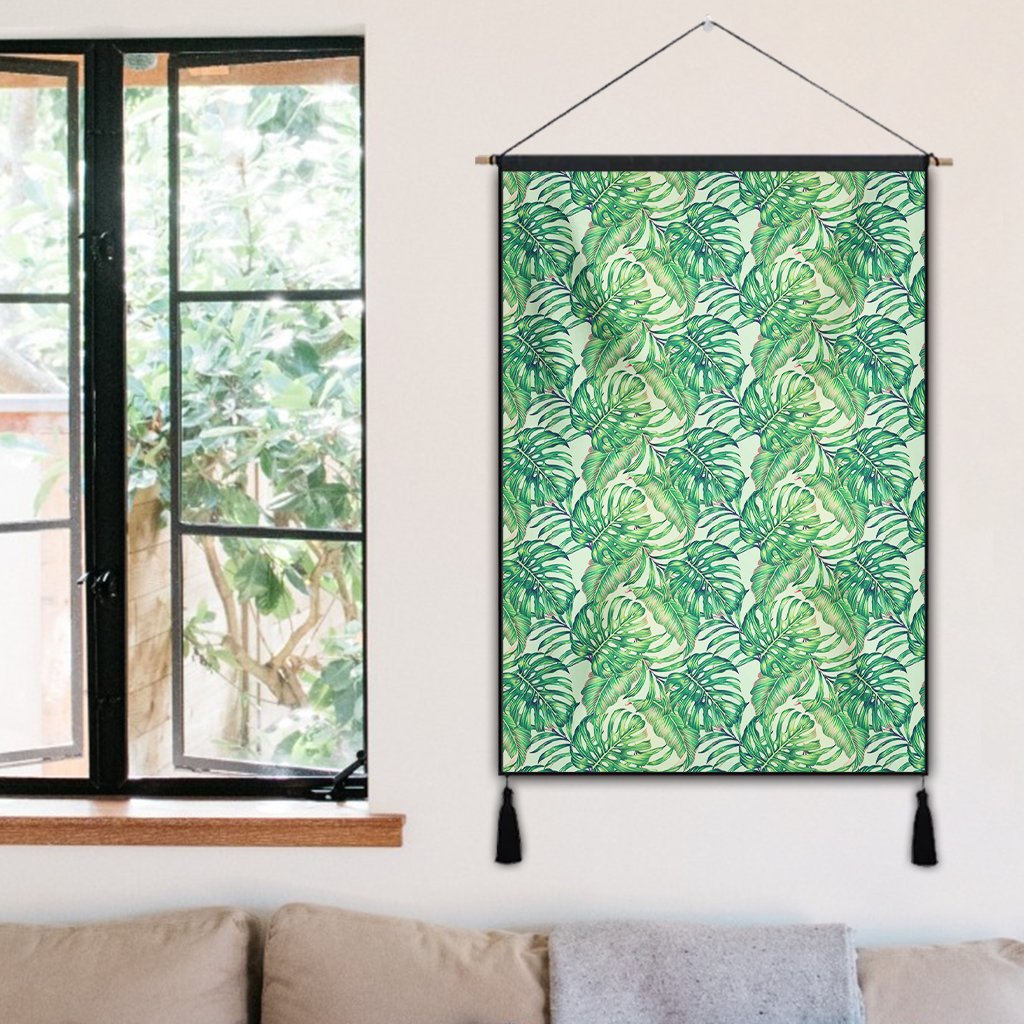 Tropical Leaves Jungle Monstera Leaf Hanging Poster - AH Hanging Poster 50 x 75 cm Cotton And Linen - Polynesian Pride