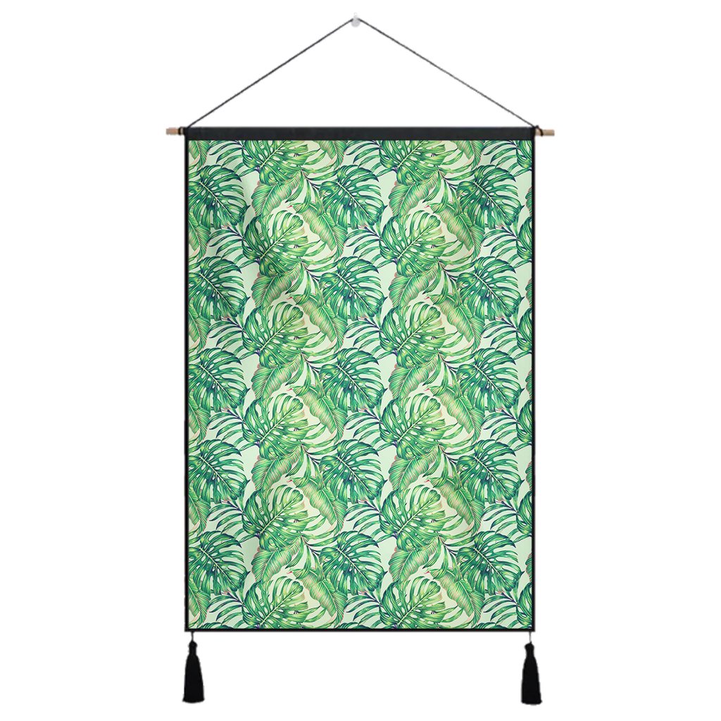 Tropical Leaves Jungle Monstera Leaf Hanging Poster - AH Hanging Poster 43 x 65 cm Cotton And Linen - Polynesian Pride