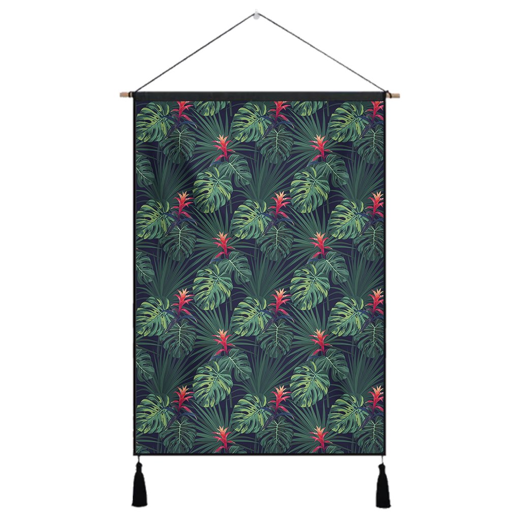Tropical Monstera Leaf Green Hanging Poster - AH Hanging Poster 43 x 65 cm Cotton And Linen - Polynesian Pride