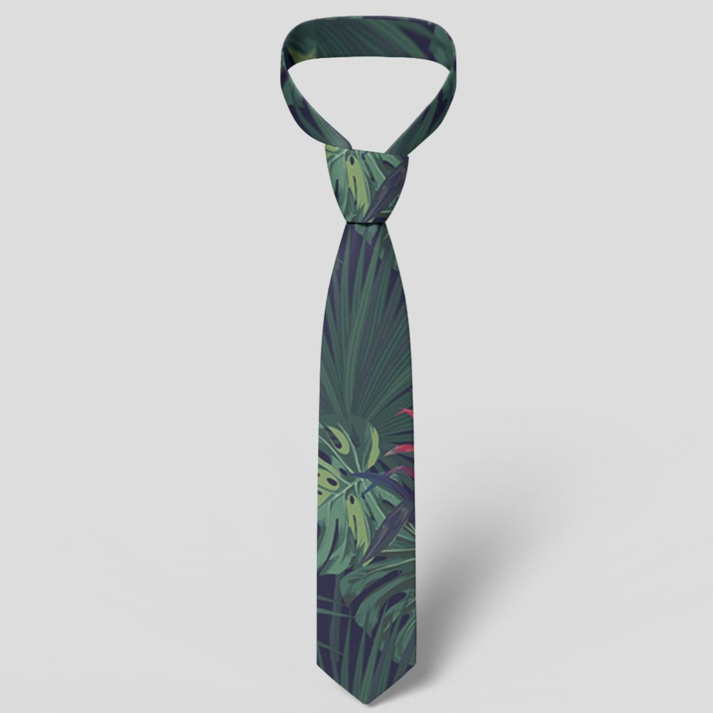 Tropical Monstera Leaf Green Necktie - Polynesian Pride