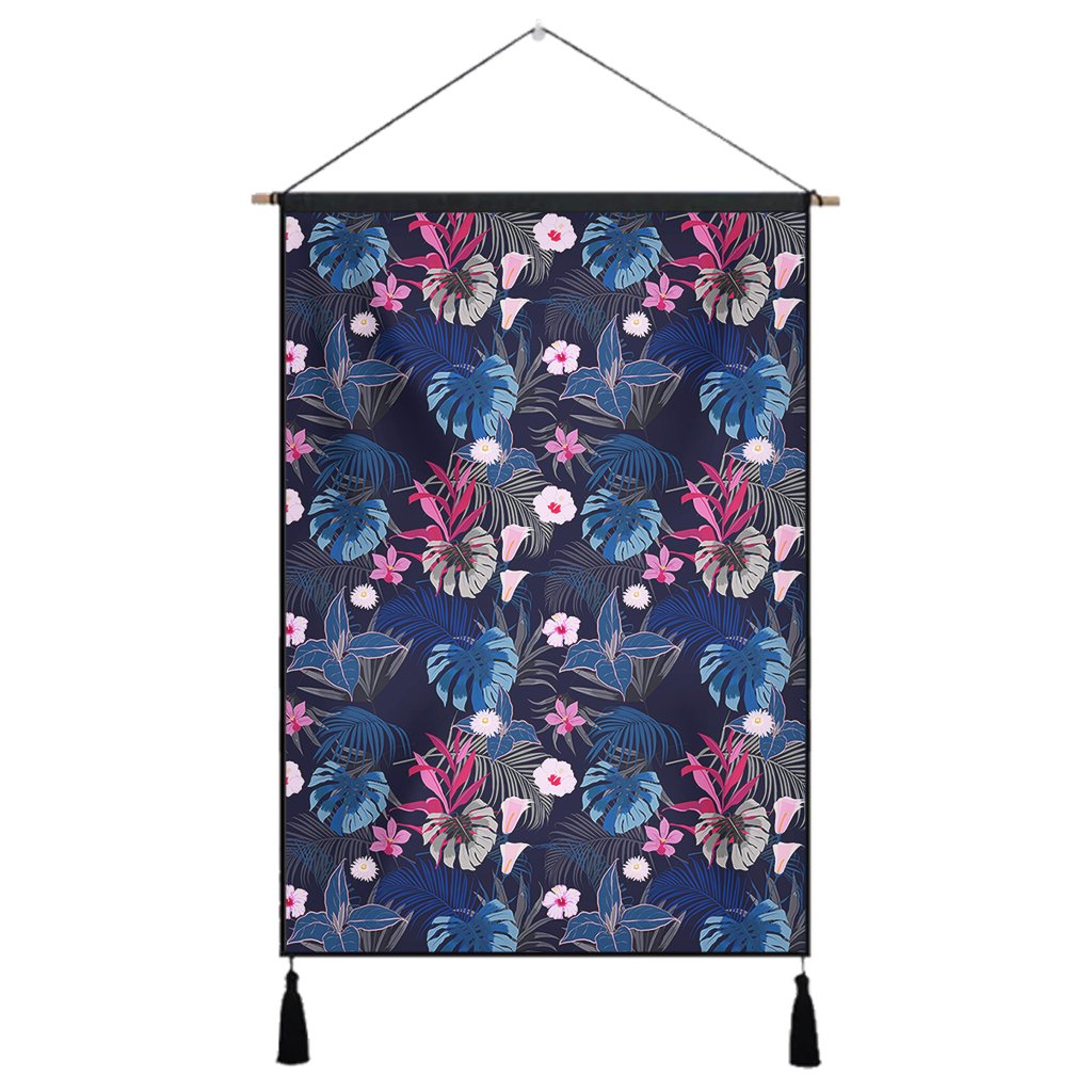 Tropical Palm Tree And Flower Hanging Poster - AH Hanging Poster 43 x 65 cm Cotton And Linen - Polynesian Pride