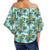 Tropical Palm Trees Blue Women's Off Shoulder Wrap Waist Top - AH - Polynesian Pride