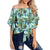 Tropical Palm Trees Blue Women's Off Shoulder Wrap Waist Top - AH - Polynesian Pride