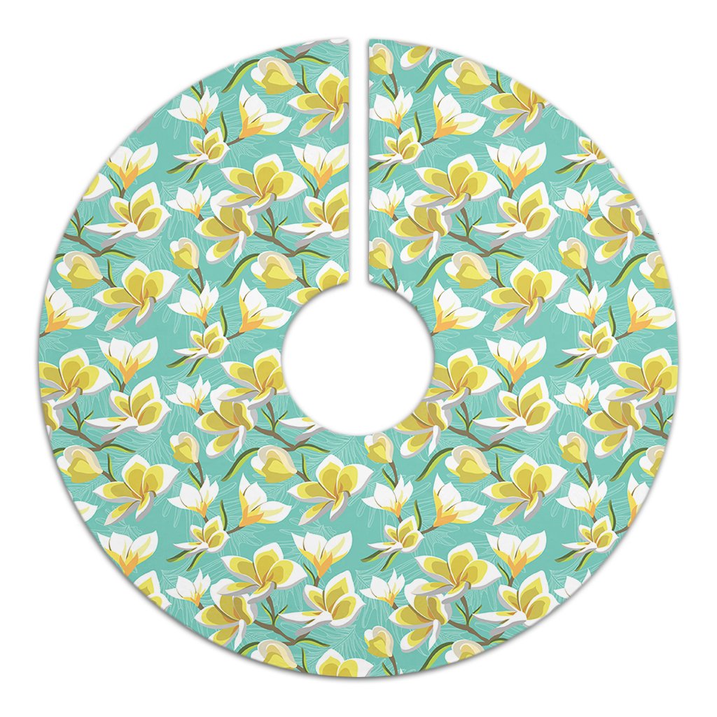 Tropical Plumeria Blue Tree Skirt - Polynesian Pride