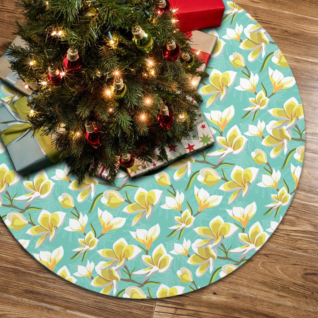 Tropical Plumeria Blue Tree Skirt - Polynesian Pride