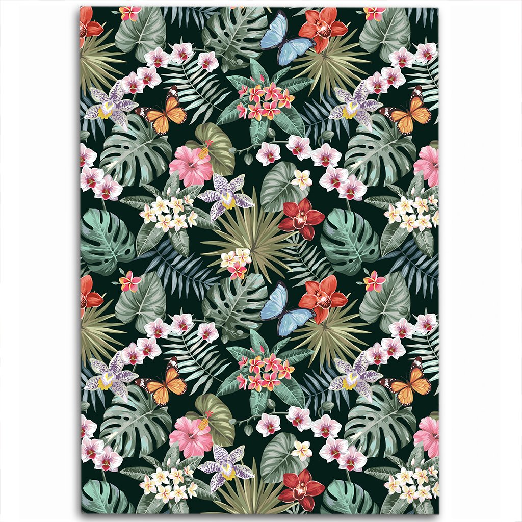 Tropical Plumeria Pattern With Palm Leaves Area Rug - AH Luxurious - Polynesian Pride