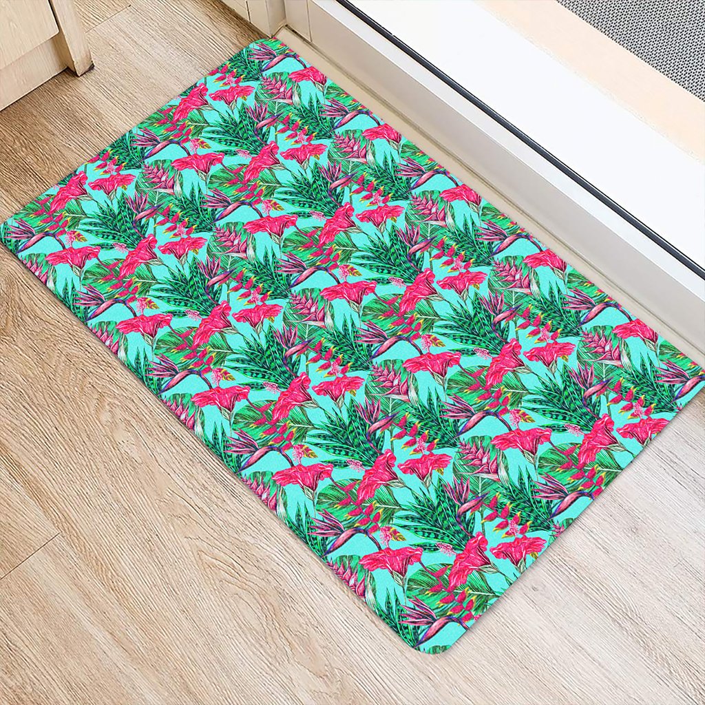 Tropical Strelitzia Blue Hawaii Door Mat - Polynesian Pride