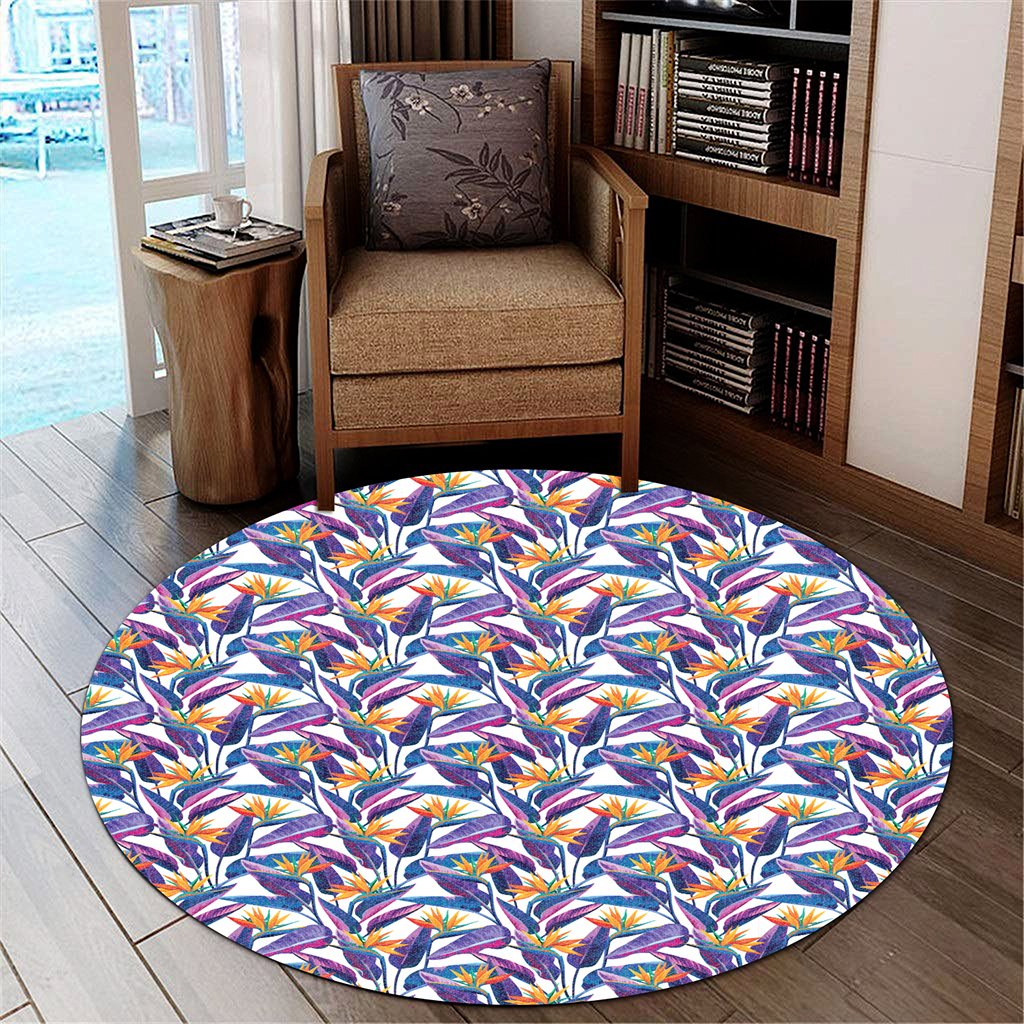 Tropical Strelitzia Round Carpet - AH Round Carpet Luxurious Plush - Polynesian Pride