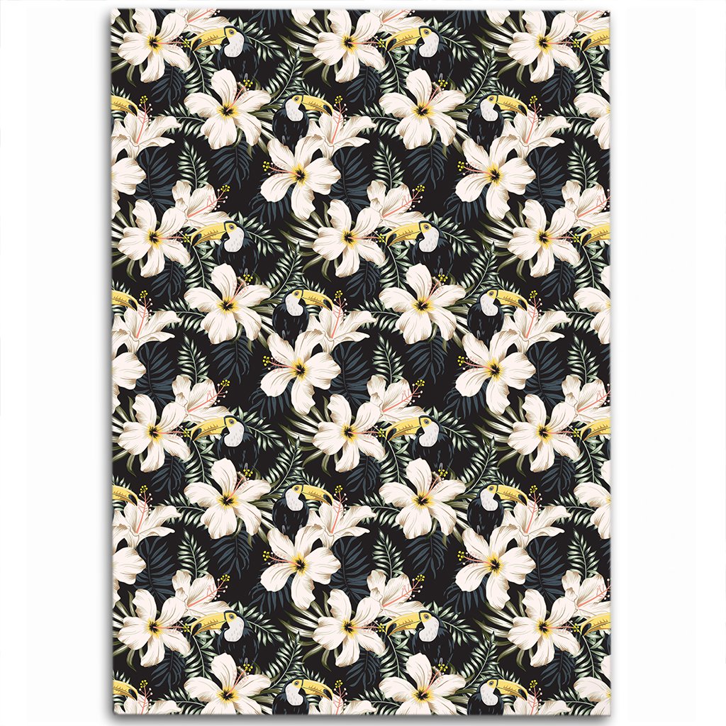 Tropical Toucans Hibiscus Palm Leaves Area Rug - AH Luxurious - Polynesian Pride