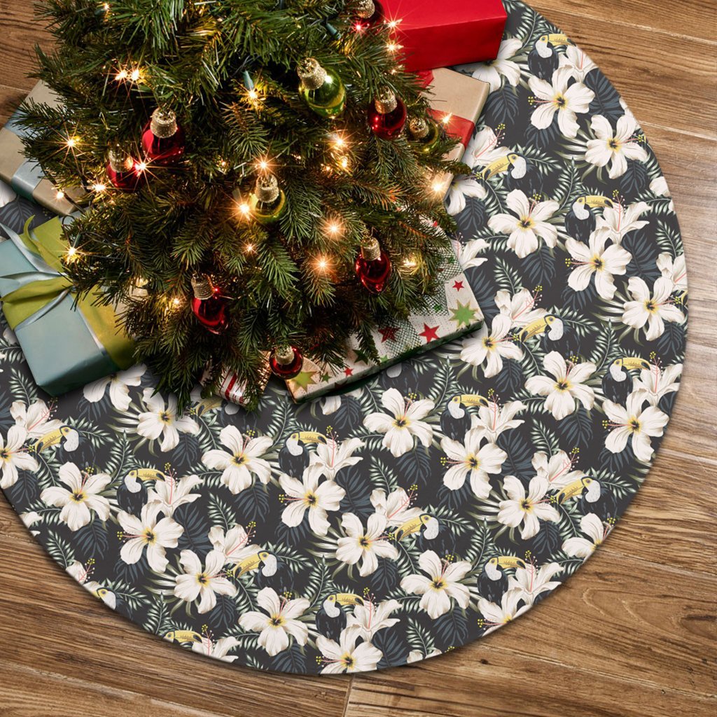 Tropical Toucans Hibiscus Palm Leaves Tree Skirt - Polynesian Pride