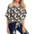 Tropical Toucans Hibiscus Palm Leaves Women's Off Shoulder Wrap Waist Top - AH - Polynesian Pride