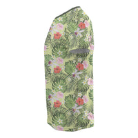 Hawaii Tropical Hibiscus, Plumeria Green T Shirt - Polynesian Pride