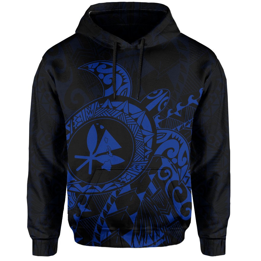 Kanaka Map Hoodie (Blue) Turtle Style - Polynesian Pride