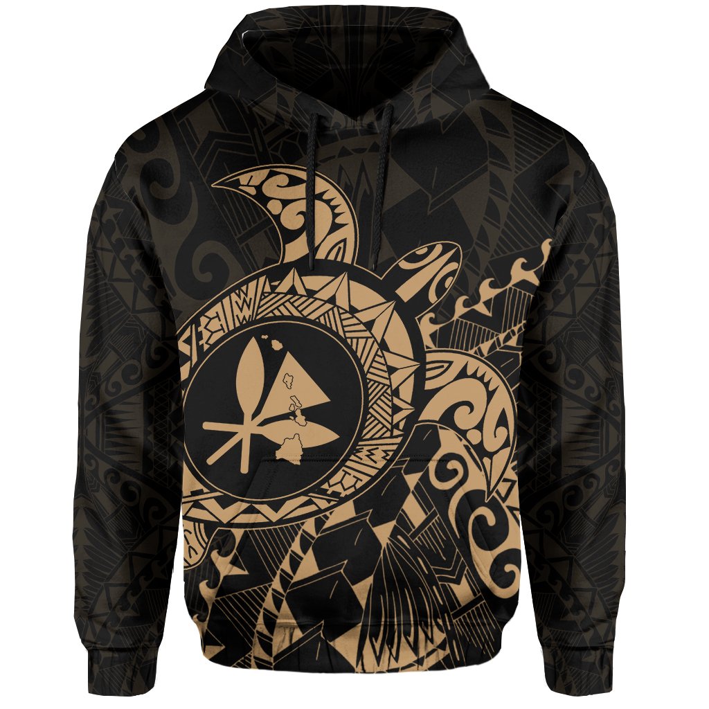 Kanaka Map Hoodie (Gold) Turtle Style - Polynesian Pride