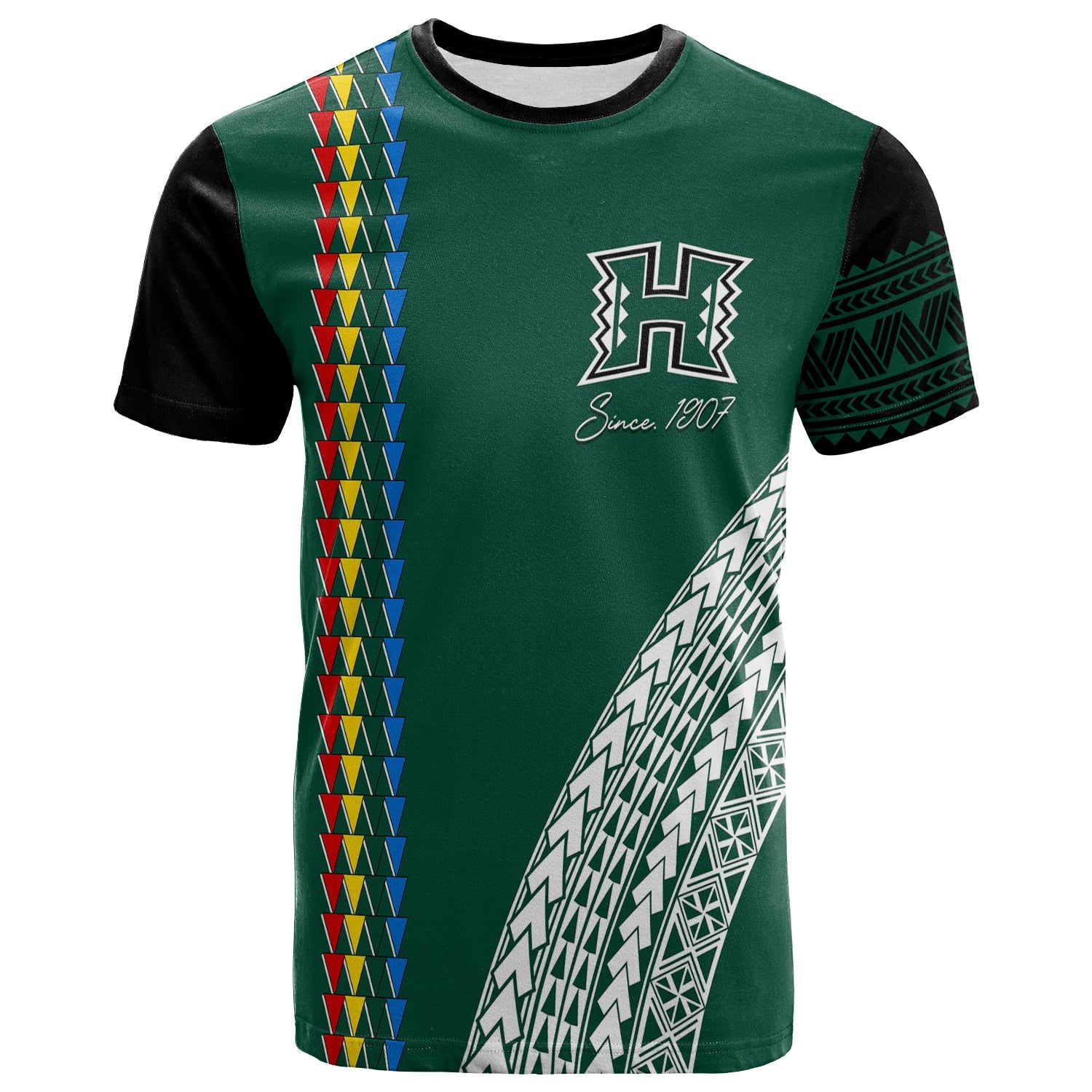 Hawaii Rainbow Warriors T Shirt Tribal Arrows Style LT7 Green - Polynesian Pride