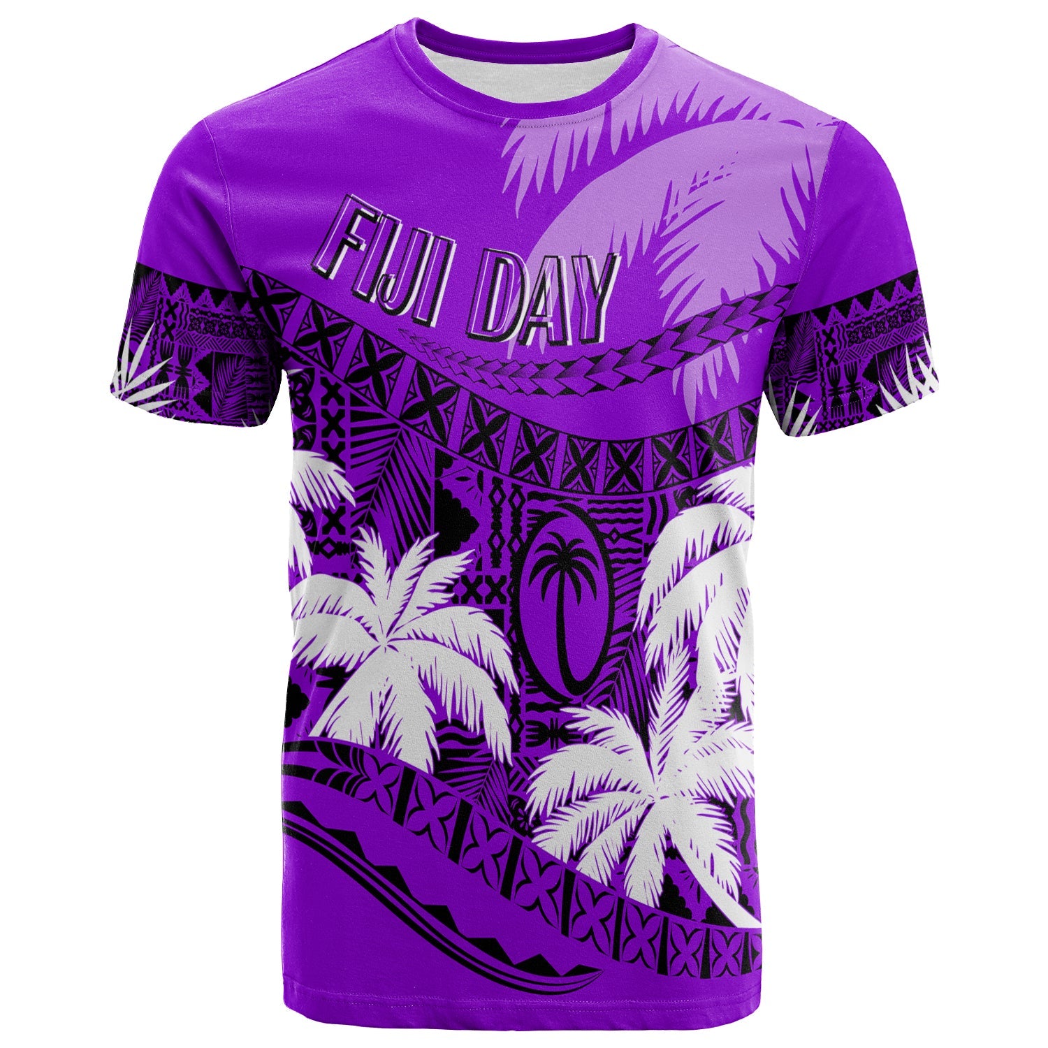 Custom Fiji Day T Shirt Flying Fijians Masi Kesa Style Violet LT7 Violet - Polynesian Pride