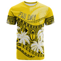 Custom Fiji Day T Shirt Flying Fijians Masi Kesa Style Gold LT7 Gold - Polynesian Pride