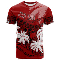 Custom Fiji Day T Shirt Flying Fijians Masi Kesa Style Red LT7 Red - Polynesian Pride