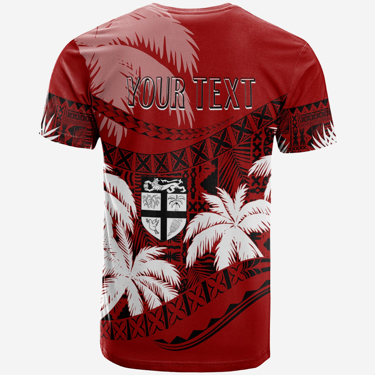Custom Fiji Day T Shirt Flying Fijians Masi Kesa Style Red LT7 - Polynesian Pride