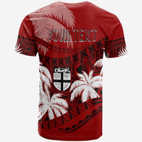 Custom Fiji Day T Shirt Flying Fijians Masi Kesa Style Red LT7 - Polynesian Pride