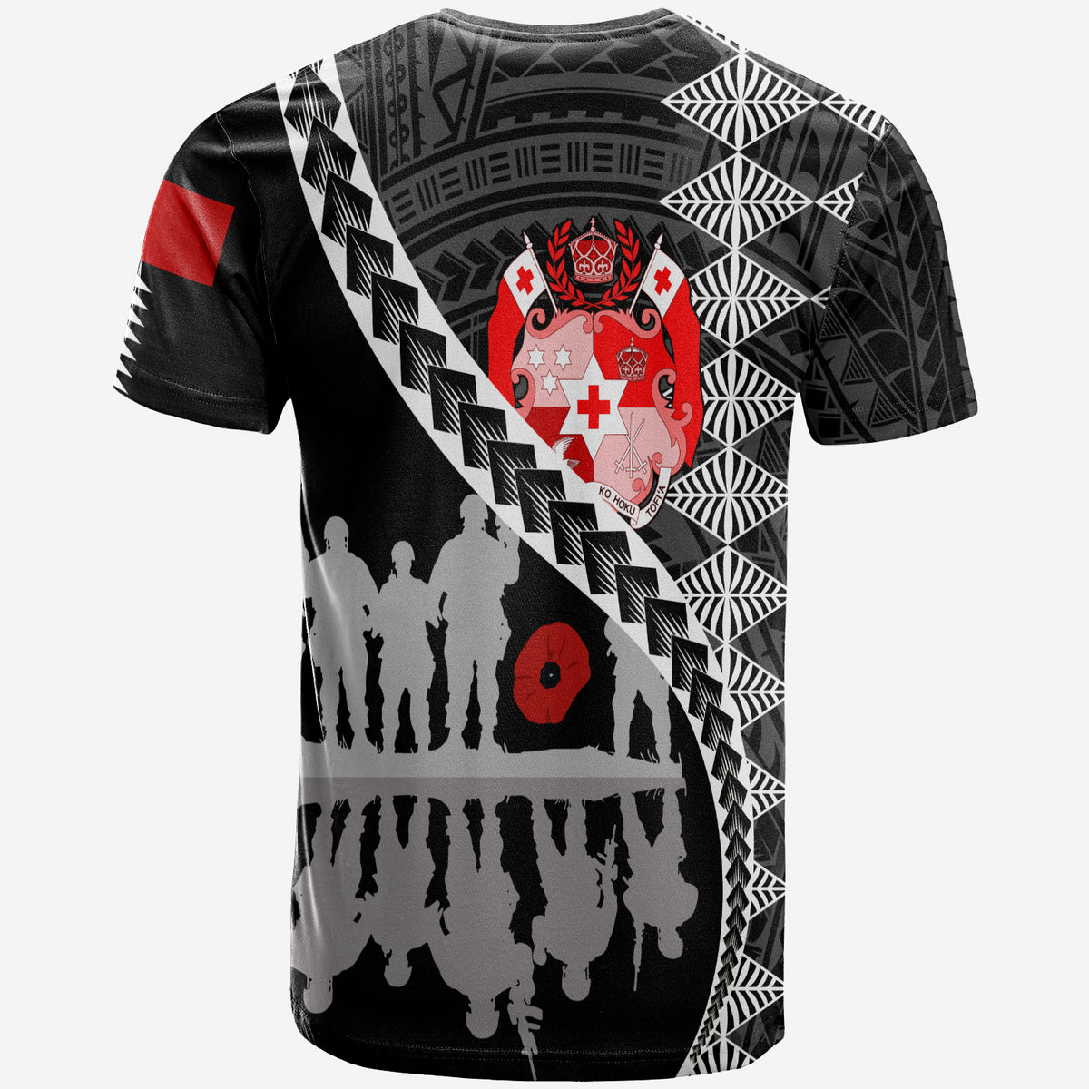 Tonga Anzac Day Black & White T Shirt Lest We Forget LT7 - Polynesian Pride