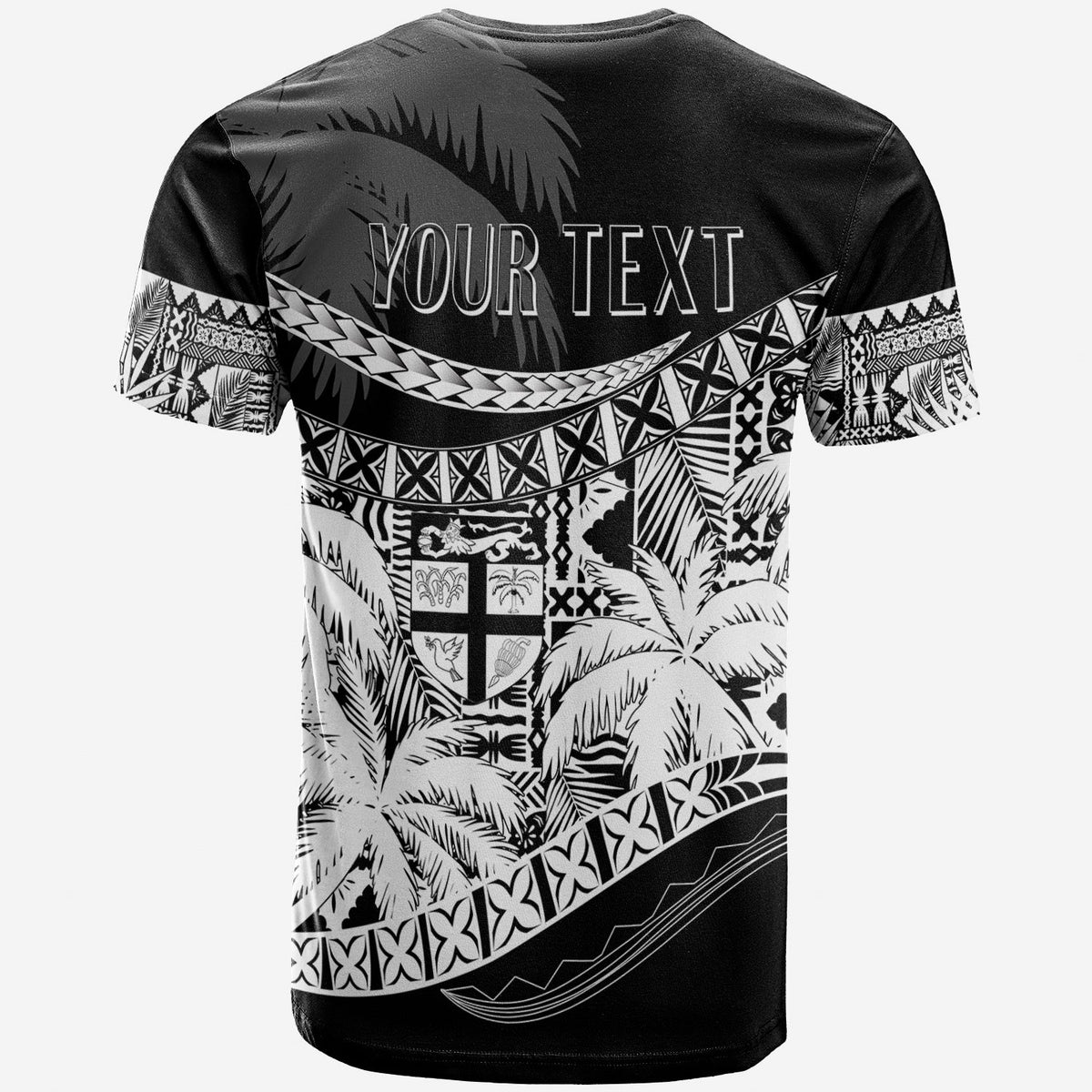 Custom Fiji Day T Shirt Flying Fijians Masi Kesa Style Black LT7 - Polynesian Pride