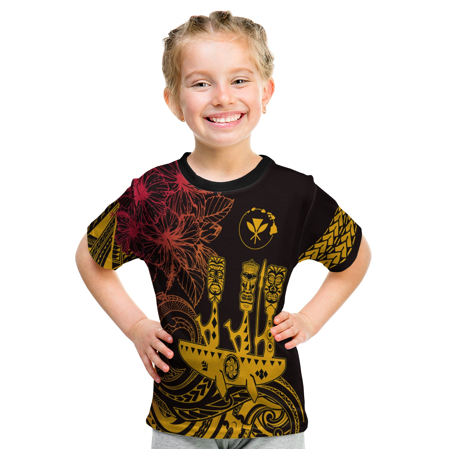 Hawaii Outrigger Canoe Paddling Kid T Shirt Tribal Tiki LT7 Youth XL Size14 - Polynesian Pride