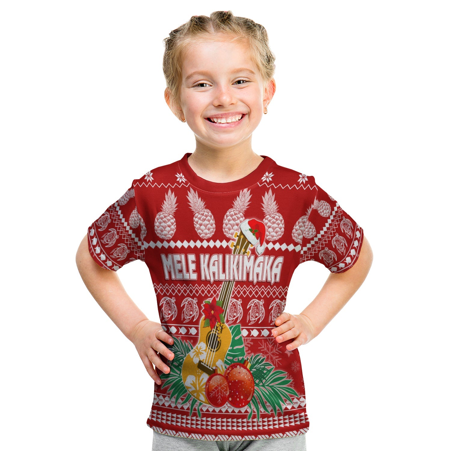 Hawaii Christmas T Shirt KID Mele Kalikimaka - Ukulele LT7 - Polynesian Pride