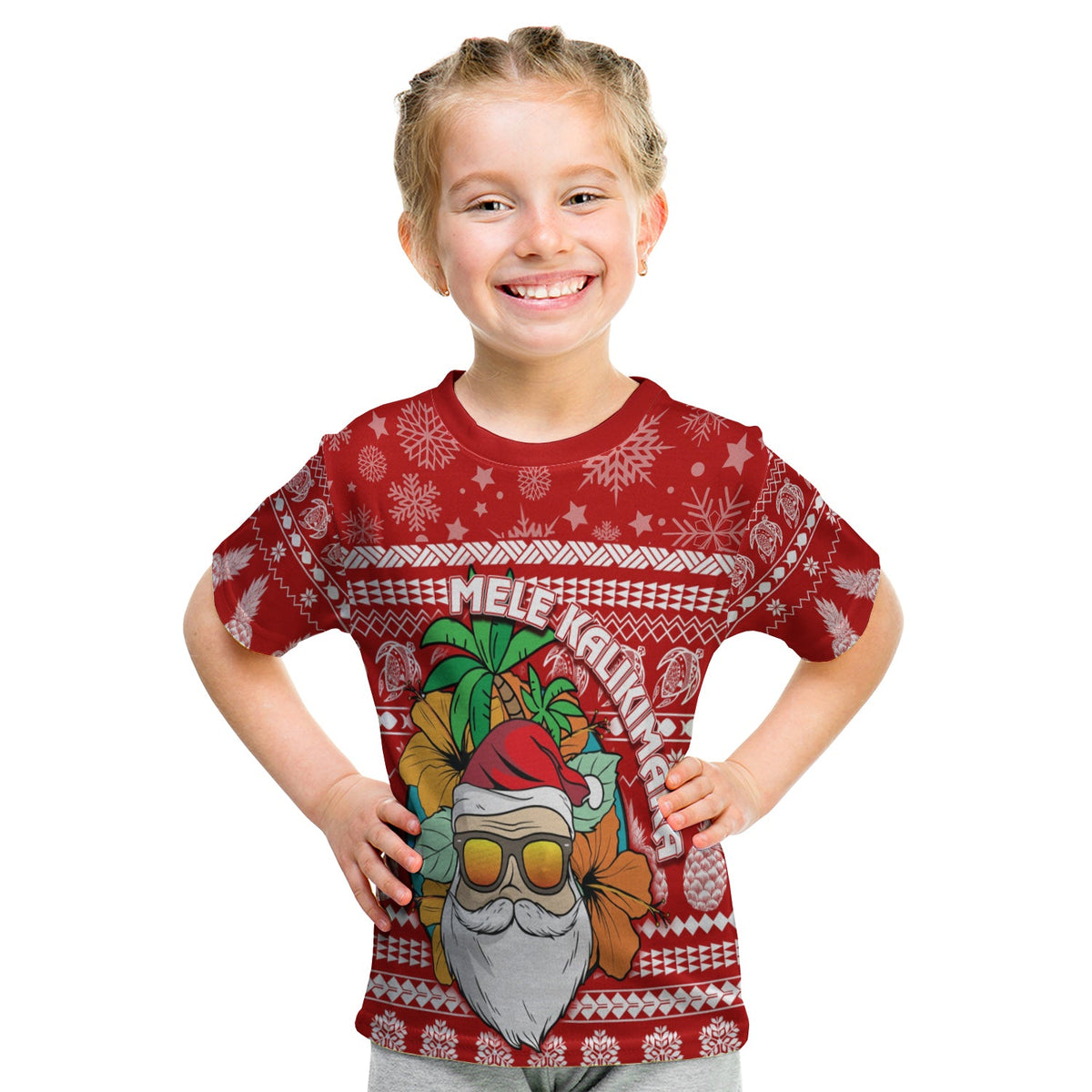 Hawaii Christmas T Shirt KID Mele Kalikimaka - Tropical Santa LT7 - Polynesian Pride