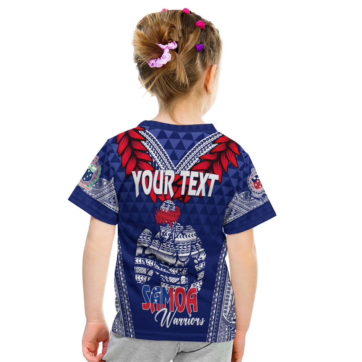 Personalised Toa Samoa T Shirt KID Ulafala Style Samoa Warriors LT7 - Polynesian Pride
