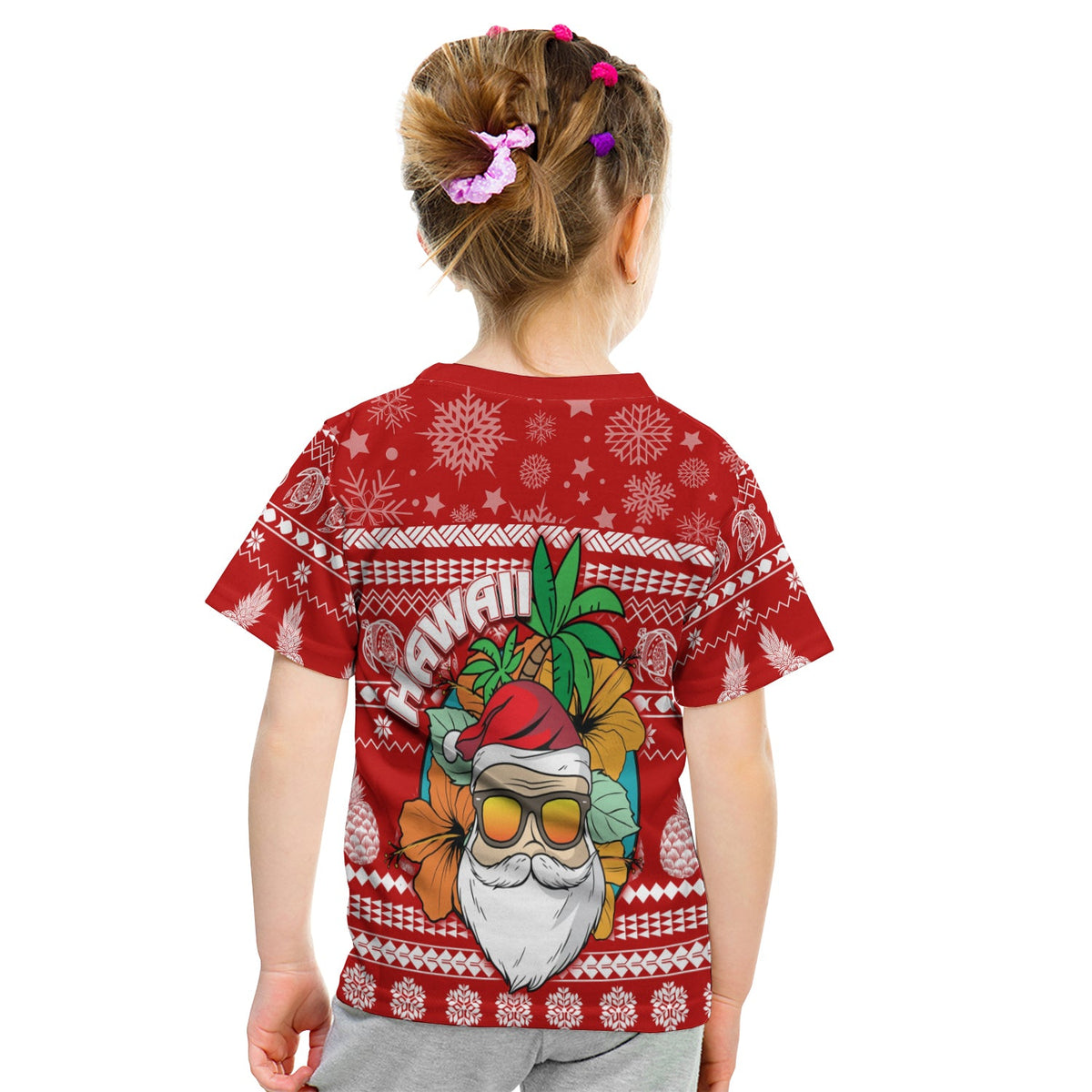 Hawaii Christmas T Shirt KID Mele Kalikimaka - Tropical Santa LT7 - Polynesian Pride