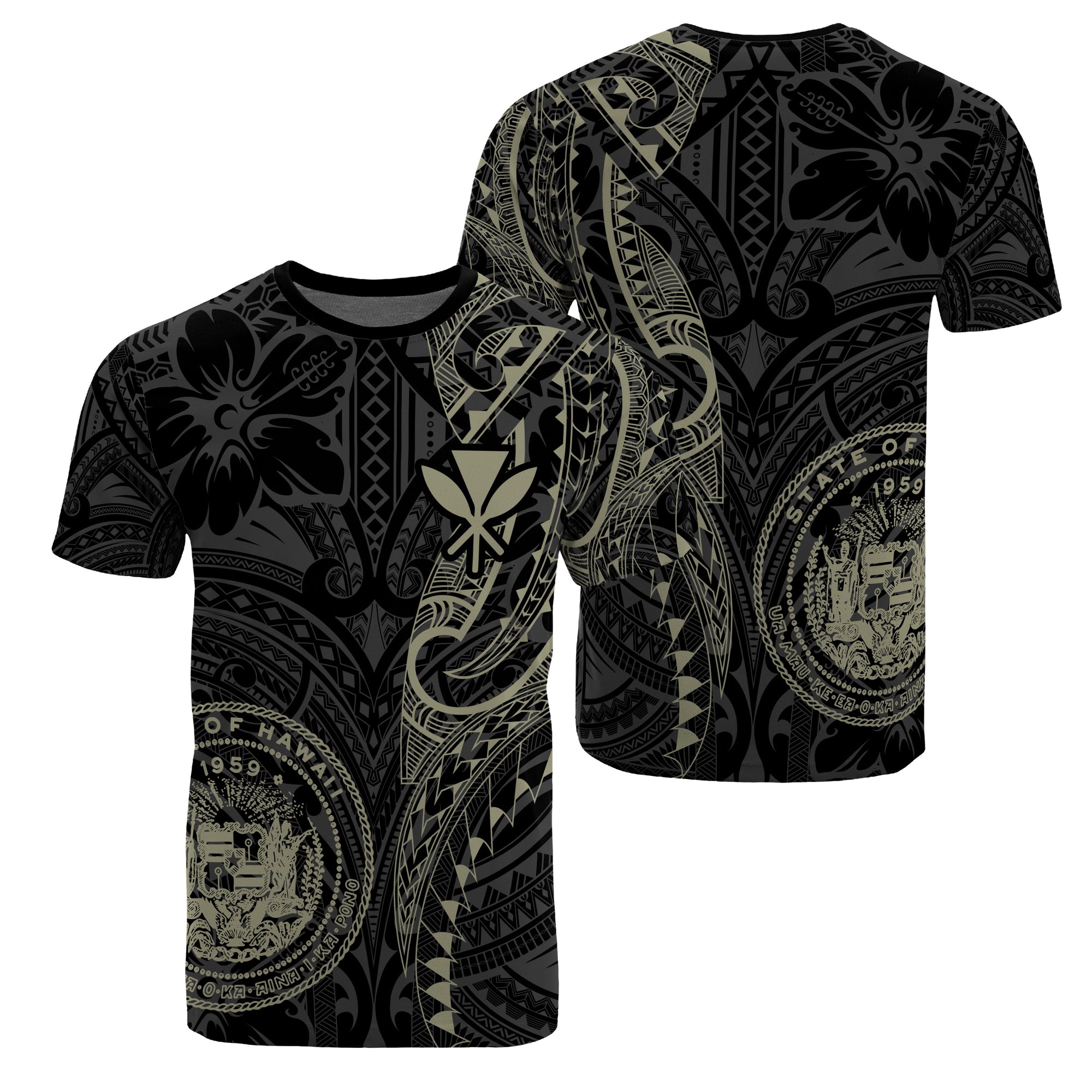 Seal of Hawaii Kanaka Polynesian T Shirt Hubert Unisex Black - Polynesian Pride