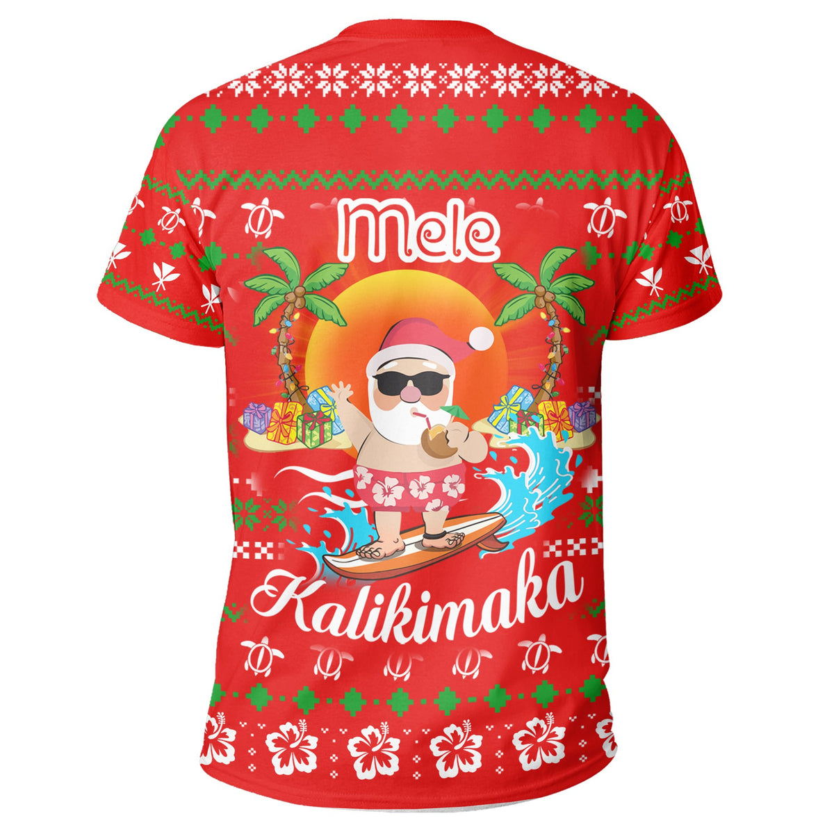 Hawaiian Santa Claus Mele Kalikimaka T Shirt Red Aviv Style AH - Polynesian Pride