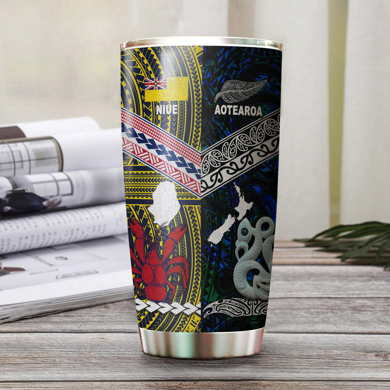 New Zealand And Niue Tumbler Together - Blue LT8 Blue - Polynesian Pride