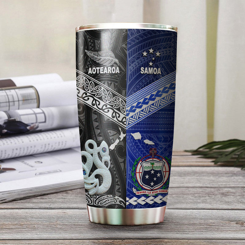 New Zealand And Samoa Tumbler Together - Black LT8 Black - Polynesian Pride