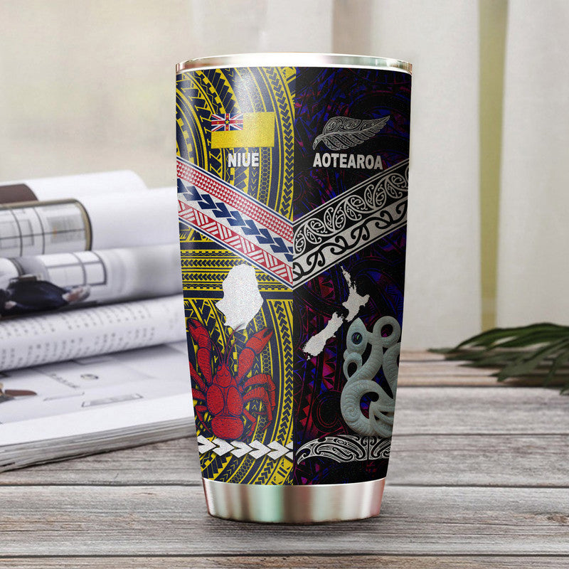 New Zealand And Niue Tumbler Together - Purple LT8 Purple - Polynesian Pride