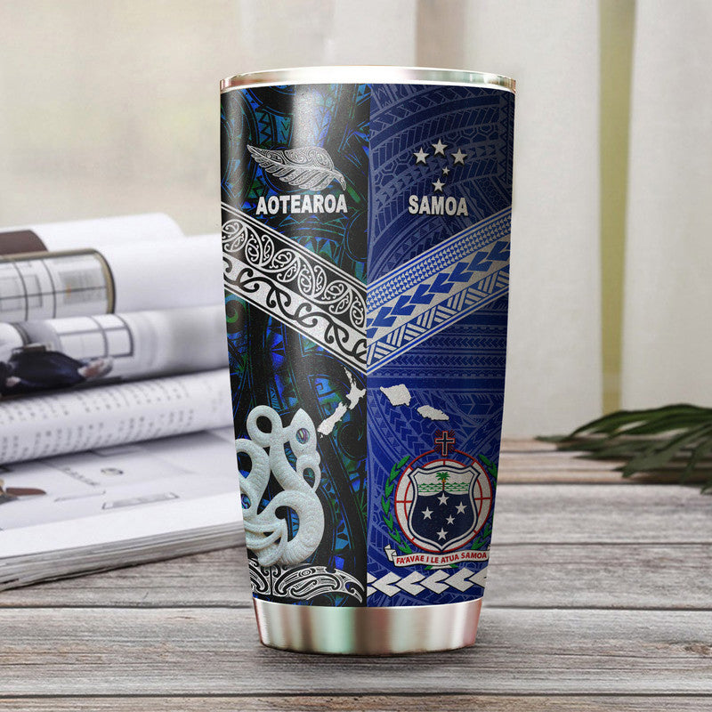 New Zealand And Samoa Tumbler Together - Blue LT8 Blue - Polynesian Pride