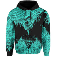 Hawaii Polynesian Hoodie Warrior Ikaika Benjamin Style Turquoise - Polynesian Pride