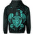 Polynesian Kakau Turtle Ohana Map of Hawaii Zip Hoodie Turquoise - Polynesian Pride